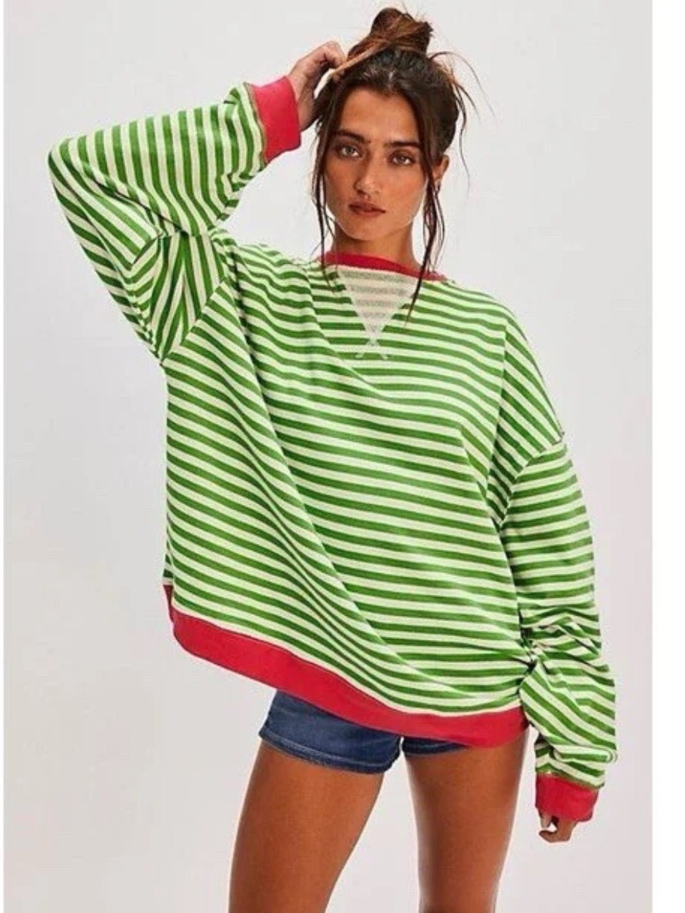 Free People We The Free Oversized Crewneck Stripe